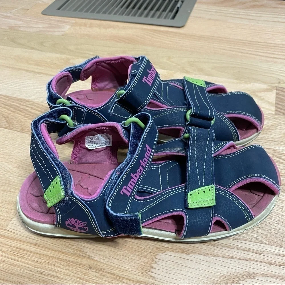 Timberland Girls Sandals Sz 4 Outdoors Kids Blue Pink